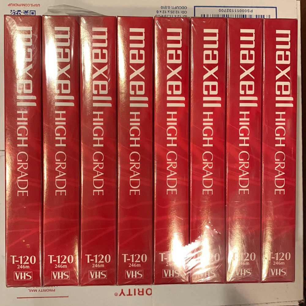 MAXWELL High Grade T-120 VHS blank cassette video VCR tape 246m set of 8 NEW